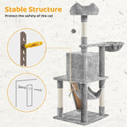 Yaheetech | 54in Cat Tree | Multi-Level Cat Tower w/Spacious Perch, Cozy Condo and Hammock, 3 Scratching Posts, Interactive Toy | Sturdy Pet Furniture | for Indoor Kittens to Large Cats | Light Gray