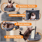 Yaheetech | 68.5in Cat Tree | for Large Cats | Multi-Level Cat Tower with 3 Wide Perches, Large Condo | Stable Pet Play House w/Sisal-Covered Scratching Posts & Board | Dark Gray