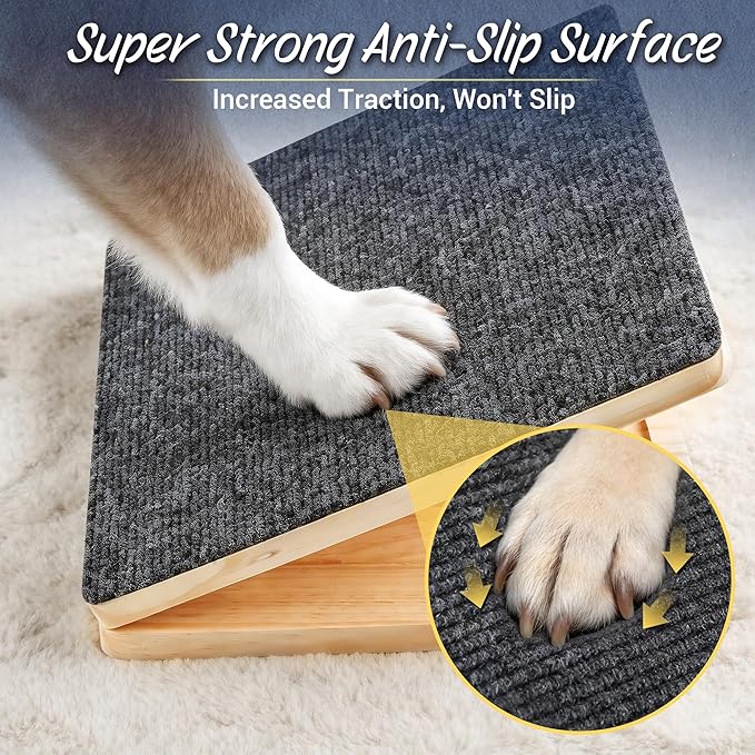 Dog Ramp for Stairs 6 Pack - Adjustable Wooden Stair Wedges for Small Dogs, Foldable Indoor Dog Stair Ramp with Triangular Support and Non-Slip Pads for Senior and Short-Legged Pets