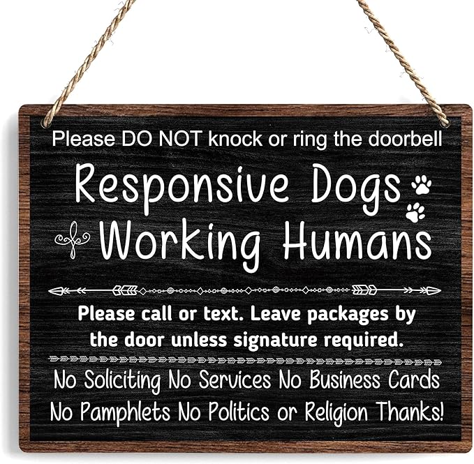 No Soliciting Sign For House, Do Not Knock Or Ring Doorbell, Do Not Knock Or Ring Doorbell, Rustic Hanging Sign For Front Door, Nursery Home Bedroom - f001