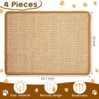 Newwiee 4 Pcs Cat Scratch Sisal Mat Cats 15.7 x 12 Inch Scratching Pad Rug for Cat Grinding Claws and Carpets Sofa Couch Furniture Door Protector
