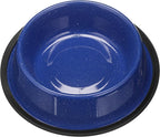 Neater Pet Brands - Outdoor Camping Style Pet Bowl - Enamel Ware Blue Black Granite Colors - Dog Cat No Tip Skid Bowls (32 oz, Blue)