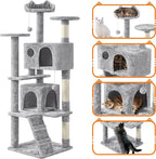 Yaheetech 62in Cat Tree Cat Tower for Indoor Kitty, Pet Furniture w/Double Condo, Scratching Posts, Multiple Platforms and Balls for Kittens, Light Gray