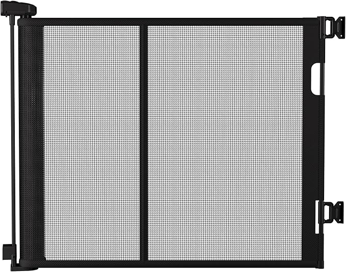 55 inches Retractable Baby Gate, 34 inches Tall Extra Wide Pet Gate for Stairs, Hallways and Doorways, Indoor Outdoor Safety Gate for Toddlers & Small Dogs, Black