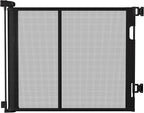 120 inches Extra Wide Baby Gate, 34 inches Tall Retractable Pet Gate for Large Openings, Hallways, Room Dividers, Mesh Safety Barrier for Indoor Outdoor Use, Black
