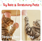 Pink Cat Tree, Floor to Ceiling Cat Tower Adjustable Height [92.9-102.4 in=235-258cm], 7 Tiers Cat Climbing Play House with Scratching Post, Cozy Condo & Hammocks for Indoor Cats