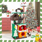 KAMABOKO Christmas Cat Tree Cat Tower with Cat Condos, 68.9" Multi-Level Top Perches, Sisal Ramp Scratching Posts, Cozy Basket, Hammocks, Large Cats Pet Activity Structure