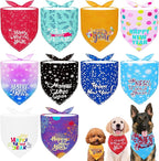 10PCS Dog Bandanas Happy New Year for Large Breed Dog XL XXL Kerchief Triangle Bibs Head Scarves for Boys and Girls Grooming Costume