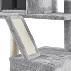 Topeakmart 71.5 inch Cat Tree Tower, Cat Furniture w/ 2 Condos, 2 Perches, 2 Hanging Balls Pet Stand House with Basket and Hammock for Indoor Cats and Kittens, Light Gray