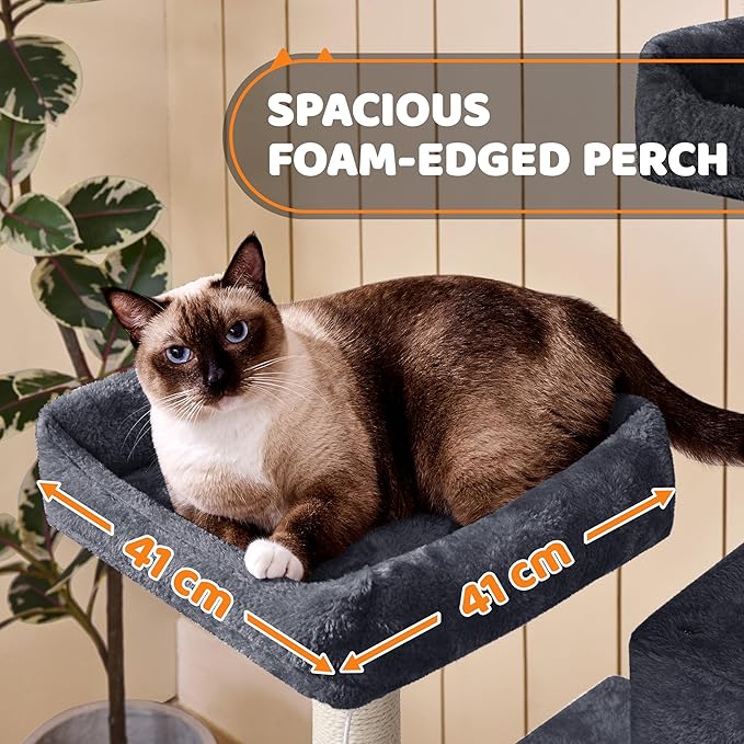 Topeakmart 59 inches Cat Tree Cat Tower Stand House Condo with Big Hammock Scratching Post Kitty Pet Play House
