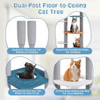 Yaheetech Floor to Ceiling Cat Tree, Cat Climbing Tower with 95-103In Adjustable Height and 6 Scratching Posts, Sturdy Platforms, Multi-Level Window Perches