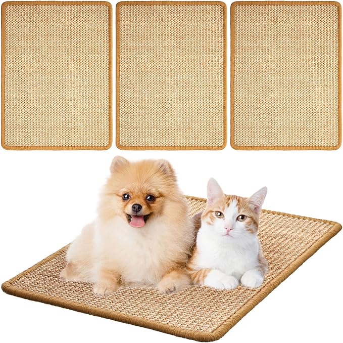 Newwiee 4 Pcs Cat Scratch Sisal Mat Cats 15.7 x 12 Inch Scratching Pad Rug for Cat Grinding Claws and Carpets Sofa Couch Furniture Door Protector