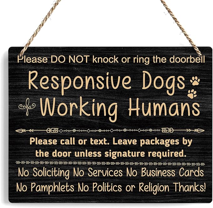 No Soliciting Sign For House, Do Not Knock Or Ring Doorbell, Do Not Knock Or Ring Doorbell, Rustic Hanging Sign For Front Door, Nursery Home Bedroom - f002