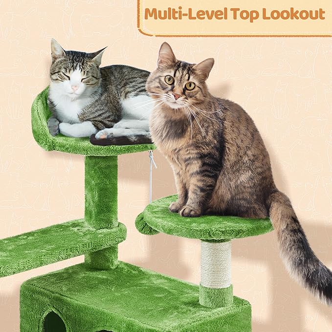 Topeakmart Cat Tree, 57in Cat Tree Tower for Indoor Cats with Basket Top Perches Sisal Scratching Board and Dalling Ball, Cat Activity Center for Kittens