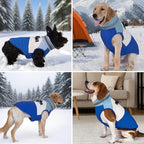 azuza Dog Jacket for Small Dogs Waterproof Dog Coat with Reflective Strips and Harness Built in Warm Fleece Dogs Winter Coat Windproof with Back Zipper, Blue L