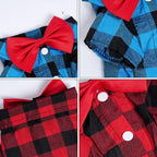 Tongcloud 3 Pack Plaid Puppy Cat Shirt - Cute Dog Shirts for Large Dogs and Cats - Birthday Party and Holiday Photo((Red, Blue & White,Large)