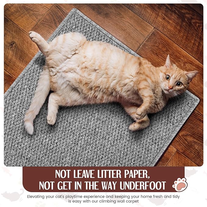 59" x 15.7" Thickened Cat Wall Climbing Carpet Large Cat Scratcher Mat Carpet with 5 Pcs Fixed Nails Wall Furniture Scratching Post Couch Sofa Protector