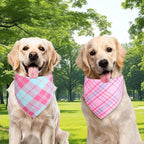 Girl Dog Bandana Pink XLarge 2PCS, Summer Spring Scarf, Durable Triangle Reversible Bibs Handkerchief for Puppy Pet