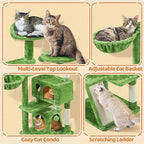 Topeakmart Cat Tree, 57in Cat Tree Tower for Indoor Cats with Basket Top Perches Sisal Scratching Board and Dalling Ball, Cat Activity Center for Kittens