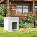 Indoor Dog House Weatherproof Outdoor Dog Houser for Small Medium Dogs, Resin Plastic Igloo Dog House with Flip Lid and Elevated Floor, Easy Assembly for Cat Puppy Shelter (White)