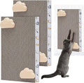 2 Pack Cat Scratcher Cat Scratching Cardboard Post for Cage 12" x 8" Wall Mounted Scratcher Board for Indoor with Cloud-Shaped Holders Double-Sided Usability