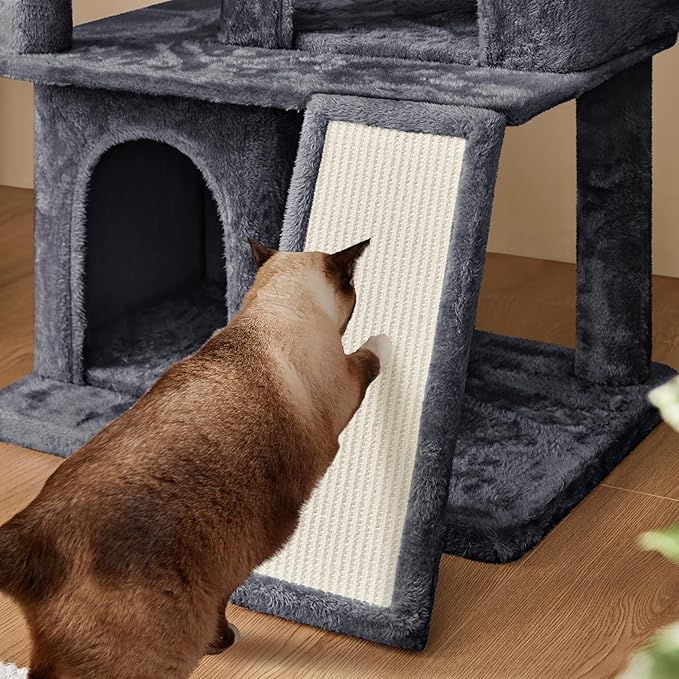Yaheetech 42in Cat Tree Tower with Scratching Posts, Plush Condo, Ramp & Perch, Multi-Level Climber for Indoor Cats & Kittens, Dark Gray