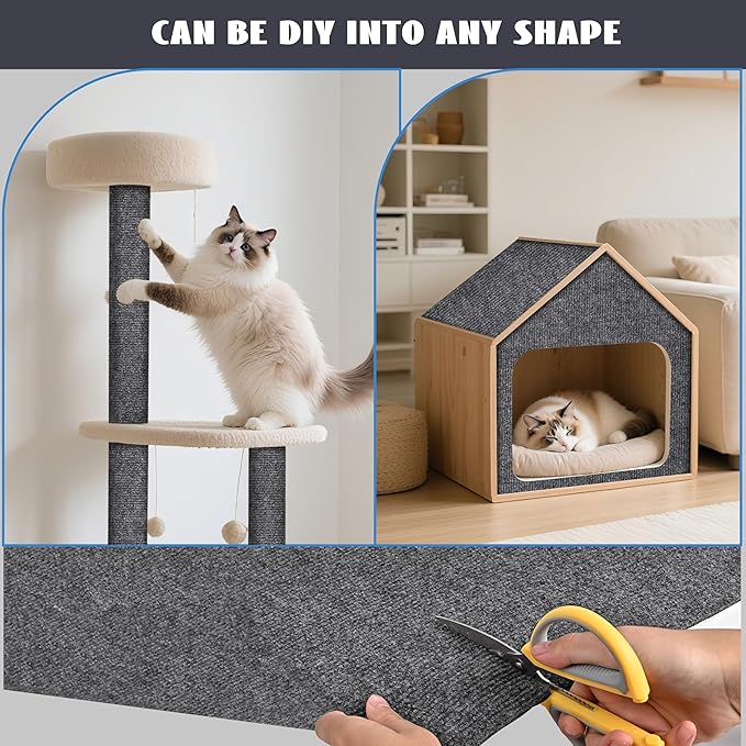 Cat Scratch Furniture Protector,Couch Protector from Cat Claws,Cat Couch Scratcher,Adhesive Cuttable Kitten Scratch for DIY Climbing,Suitable for Sofa,Wall,Door,Table Legs (Dark Gray, 39.3x15.7in)