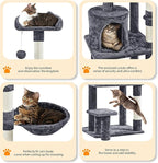 Topeakmart Cat Tree 57in, Multi Level Cat Tower with Basket & Condo & Scratching Post & Padded Perch & Extended Platform & Fur Ball