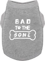 Discover Cozy Cotton Canine Wear: Soft, Lightweight, and Breathable Dog Shirt Vest with Eye-Catching Graphics(Bad to The Bone), Keeping Your Furry Friend Warm and Comfy! Grey 4XL