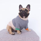 iChoue Pet Dog Crewneck Sweater Color Block Pullover Winter Warm Clothes for English Bulldog Bully Pitbull - Grey and Yellow/XLarge