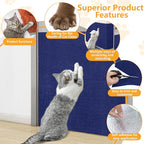 Cat Scratch Pad for Wall,Cuttable and Adhesive Cat Scratching Mat,Fun Interactive Scratcher,Cat Scratch Furniture Protector (Dark Blue,78.7×15.8inch)