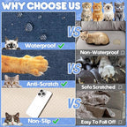Cat Scratch Furniture Protector - Anti-Slip, Waterproof Sofa Cover to Keep Cats Off, Pet-Friendly Couch Protectors for 3 Cushion Couch, Anti-Scratch Couch Cover for Pets and Kids 134"X91"Navy Blue