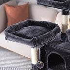 WEEWAY 68 Inches Multi-Level Large Cat Tree for Feline‌/Big Tower/Condo/Cozy Plush Kitty Perches/Fluffy Balls/Sisal Scratching Posts and Hammocks/Cave/Furniture Activity Center/Drak Grey
