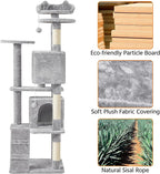 Topeakmart 70in Cat Tree, Multi-Level Cat Tower with Scratching Post Dangling Ball and Condos Cat Furniture for Indoor Cats, Light Gray