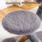 HITTITE Natural Solid Wood Cat Tree Tower with Scratching Post, 32 Inches Tall Modern Cat Tower with Cozy Bed and Platforms, Luxury Real Branch Cat Tree for Indoor Cats Large Adult, Grey.