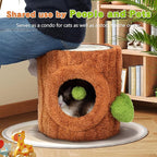 NUNU LAB Small Cat Tree for Indoor Cat- Natural Solid Wood Cat Tree Tower with Perch & Hideout, Compact Cat Condo with Sisal Scratching Post, Indoor Cat Furniture for Kittens & Small Cats (Green)