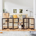 Yaheetech 32-inch Tall Dog Gate with Door Extra Wide Pet Gate for Dogs, Foldable Wire & Wooden Puppy Safety Fence w/3 Support Feet,Freestanding Dog Gate for the House,Doorway,Stairs(Espresso,6 Panels)