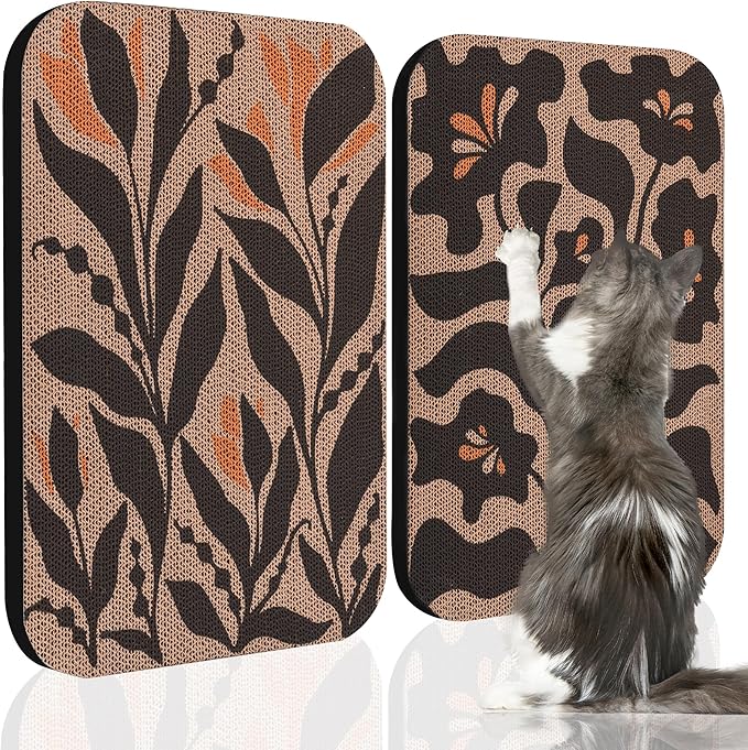 2 Pack Art Cat Scratcher, Wall-Mountable Cat Scratch Pad, Wall Cat Scratcher 16.7x11x1 Inch Cat Scratching Board for Indoor Cats Toy(Black and White 2)