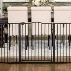 Regalo Safety 56-74.5" Super Wide Baby Gate for Doorways & Open Spaces, Wall Mounted Configurable Safety Gate with Walk-Through Door for Babies, Toddlers & Pets, Black