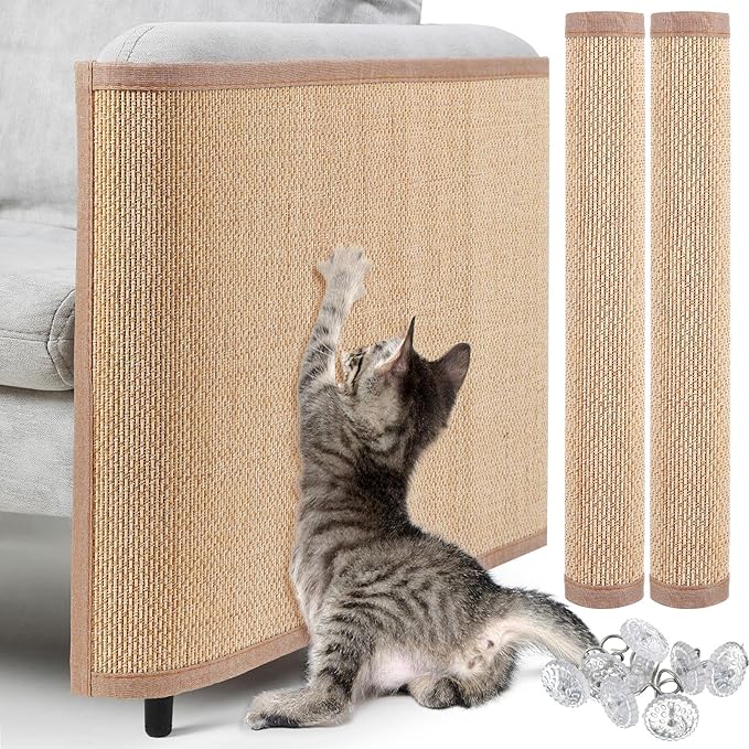 Newwiee 2 Pcs Cat Scratch Furniture Protector Mat Sofa Couch Protector for Cats Pet Scratching Pads for Couch, Sofa, Chair, Easy Installation(23.6 x 35.4 Inch)