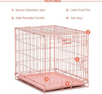 MidWest Homes for Pets 24-Inch Pink Fashion iCrate for Small Breeds, 12-20 lbs, Single Door Folding Dog Crate with Divider Panel, Leak-Proof Tray & Secure Latch, Portable, Durable & Easy to Assemble