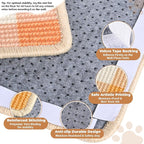 Cat Scratcher Mat, 23.6x15.7 Inch Natural Sisal Cat Scratch Pad, Horizontal Cat Scratching Pad Rug for Indoor Cats with Sticky Tapes, Protect Couch & Carpets（Orange White）