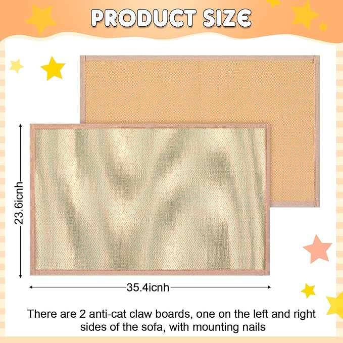 Newwiee 2 Pcs Cat Scratch Furniture Protector Mat Sofa Couch Protector for Cats Pet Scratching Pads for Couch, Sofa, Chair, Easy Installation(23.6 x 35.4 Inch)