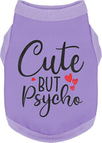 Stylish Dog Clothes: Expressive Cotton Puppy Shirt Vest for Small and Medium Dogs, Featuring 'Cute but Psycho' Slogan Print - Perfect for Showing Off Your Pet's Unique Style! Purple 3XL