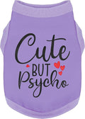 Stylish Dog Clothes: Expressive Cotton Puppy Shirt Vest for Small and Medium Dogs, Featuring 'Cute but Psycho' Slogan Print - Perfect for Showing Off Your Pet's Unique Style! Purple XXS