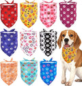 10PCS Dog Bandanas Small Medium with Paw Print Red Blue Yellow Pink Purple White Black Green Scarves for Boys and Girls Grooming Accessories Costume
