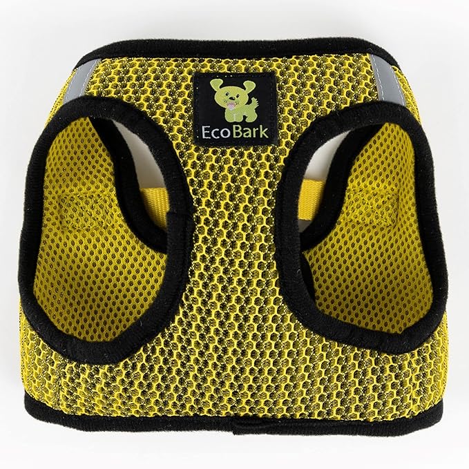 EcoBark Step in Dog Harness - Eco-Friendly Teacup Dog Harnesses for XXS, XS, and Small Dogs - Reflective and Adjustable Mini Body Halter Vest -Tiny Soft Mesh Toy Breed Harness (Yellow, XXS)
