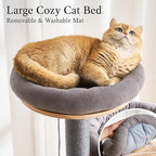 797Audio Wood Modern Cat Tree, 61.5" Cat Tower with Sisal Scratching Posts, Cat Condo, Capsule, Hamnock and Spinner Toy,Solid Wooden Aesthetic Multi-Level Cat Climbing Tree for Adult Indoor Cats-Gray