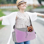PetAmi Small Dog Sling Carrier, Soft-Sided Crossbody Puppy Carrying Purse Bag, Adjustable Sling Pet Pouch to Wear Medium Dog Cat Travel, Dog Bag for Traveling, Poop Bag Dispenser, Max 10 lbs, Purple
