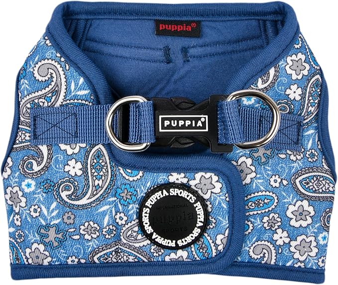 Puppia Cynthia Dog Vest Harness B (Step-in) Fashionable Paisley Pattern Spring Summer Harness for Small and Medium Dogs, Blue, X-Large